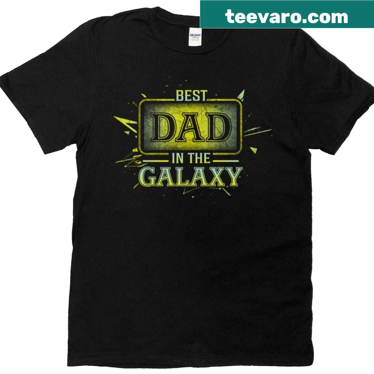 Oversized T-shirt with 'Best Dad In The Galaxy' typography — on a men's t-shirt