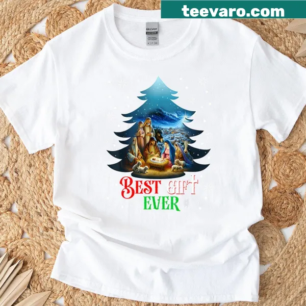 Illustrated nativity scene t-shirt for Christmas celebrations