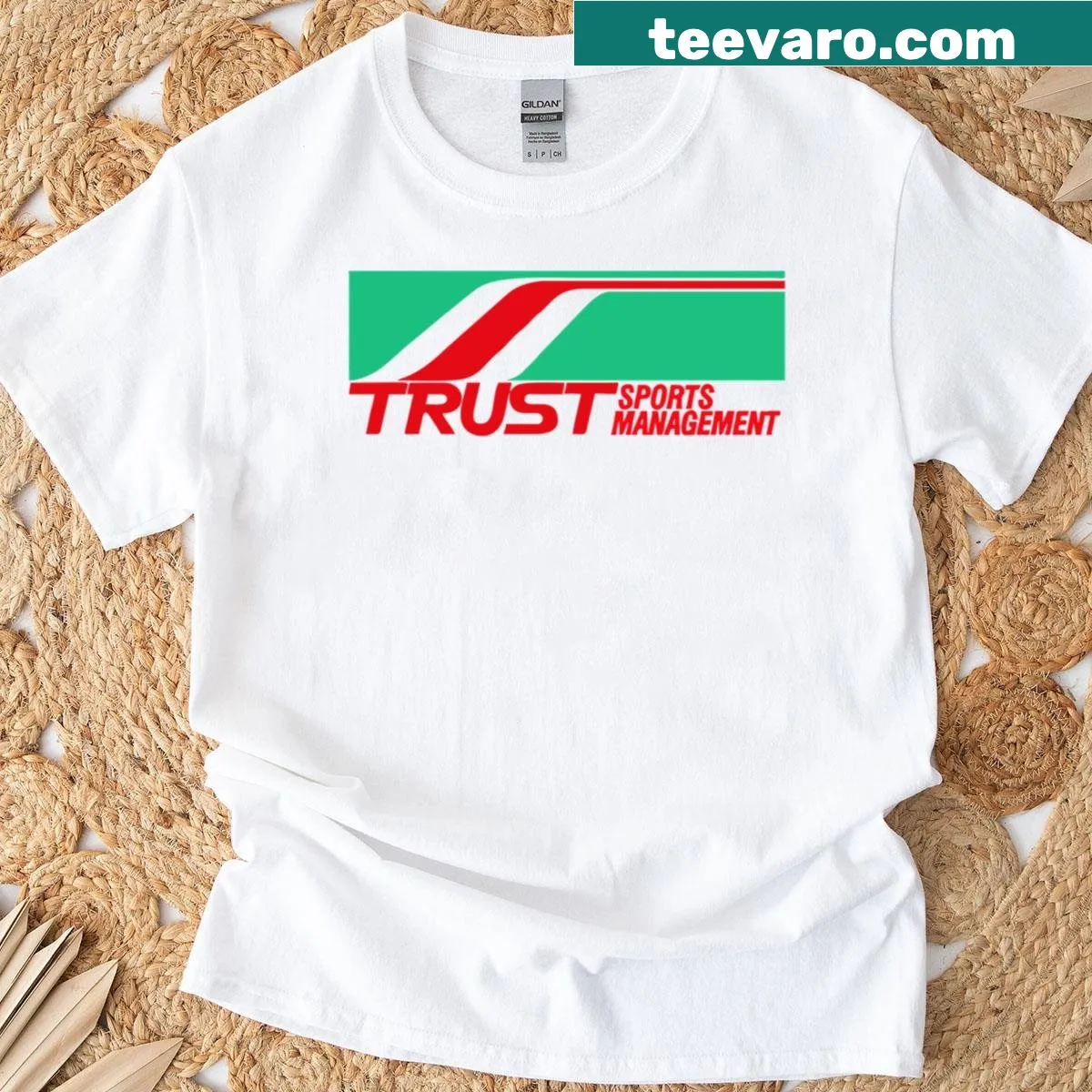 Graphic focusing on trust in sports management on a casual t-shirt — on a men's t-shirt