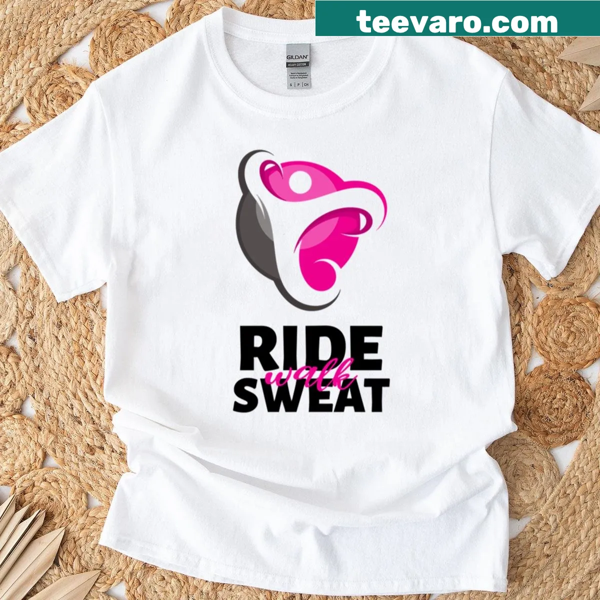 Sporty T-shirt with bike riding graphic and text — on a men's t-shirt