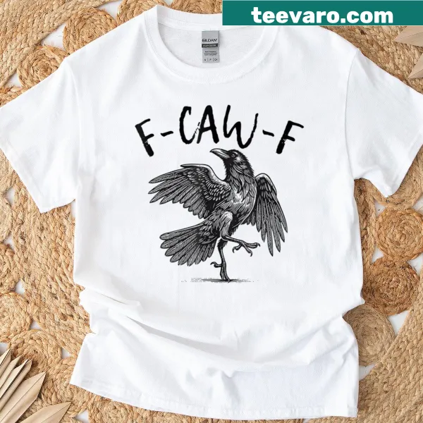 Funny cartoon black crow graphic T-shirt with humorous phrase