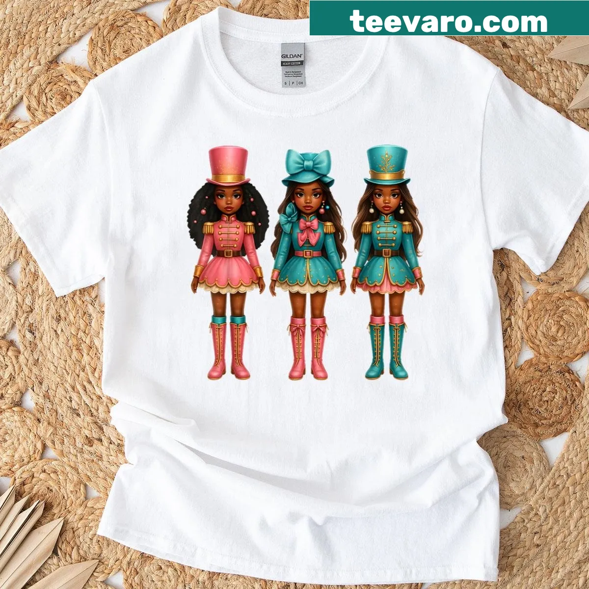 Nutcracker themed Christmas T-shirt featuring a western design — on a men's t-shirt