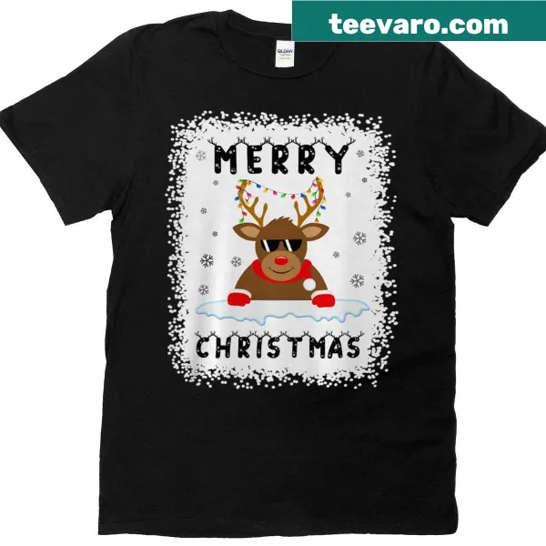 Festive Christmas shirt featuring a reindeer with lights design