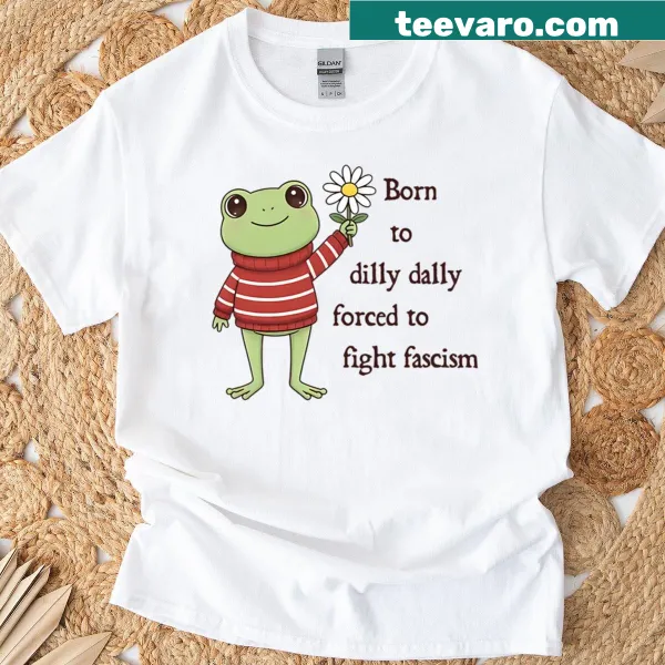 Graphic of a frog with a flower and humorous activism phrase