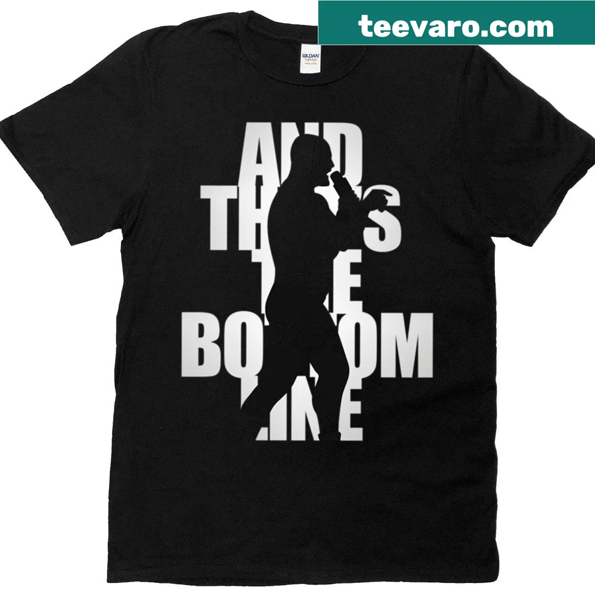 Minimalist T-shirt with the text 'Bottom Line' in simple typography — on a men's t-shirt