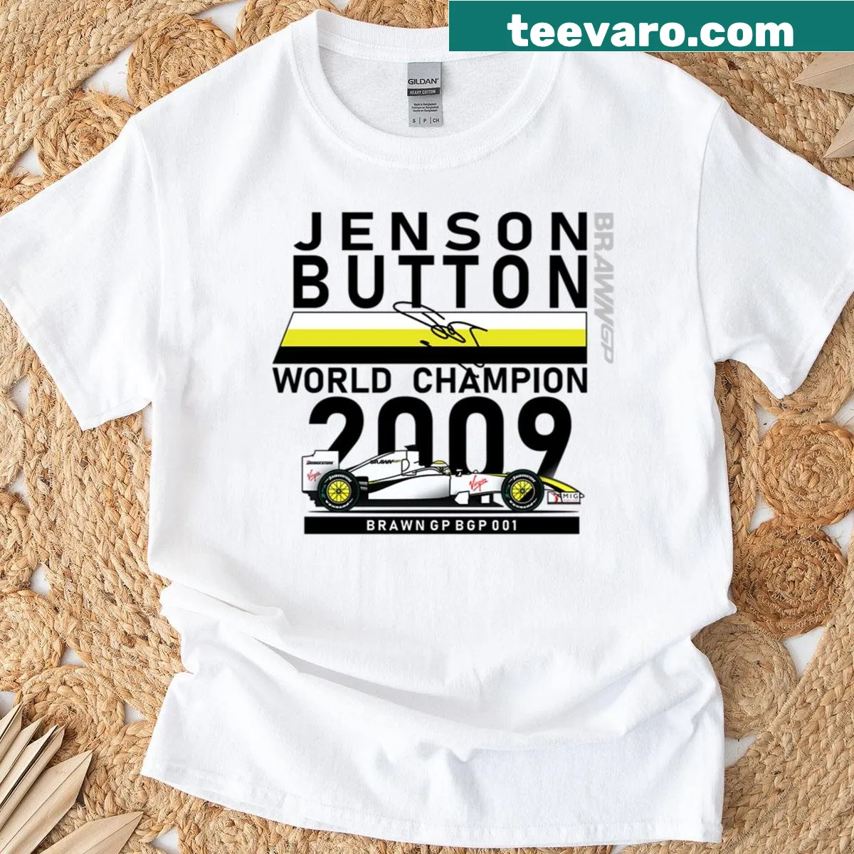 T-shirt featuring bold typography of 'Button 22.' — on a men's t-shirt