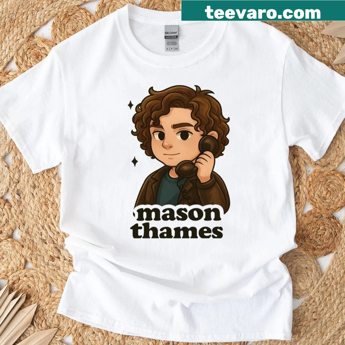 Cute chibi character graphic t-shirt — on a men's t-shirt