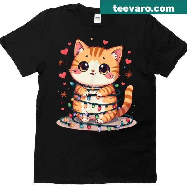 Festive cat graphic perfect for Christmas wear