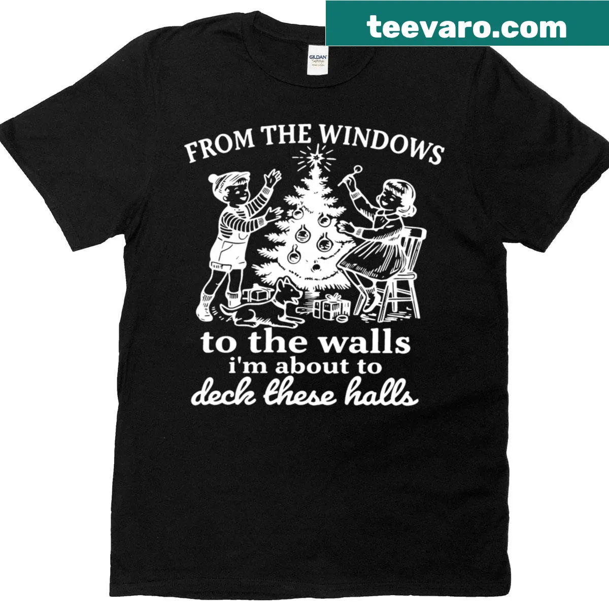 Funny Christmas party design T-shirt with playful text — on a men's t-shirt