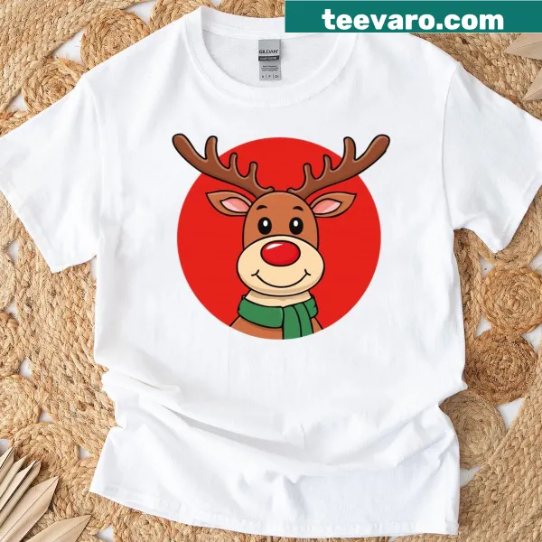 Christmas T-shirt featuring a playful reindeer illustration