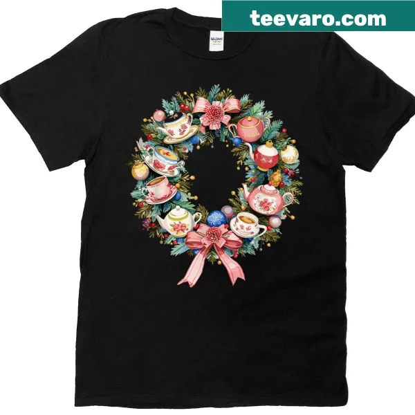 Christmas wreath design for a holiday-themed t-shirt