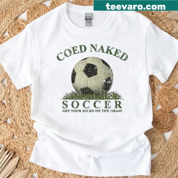 Vintage Coed Naked Soccer 1996 T-shirt with playful graphics