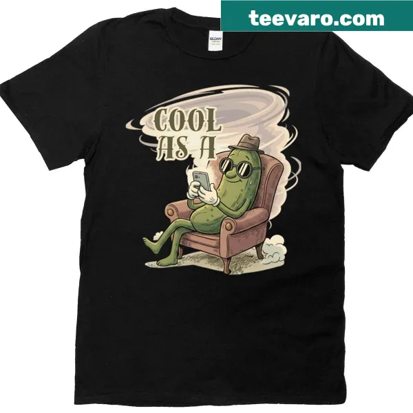 Retro cartoon design featuring 'Cool As A Cucumber' text