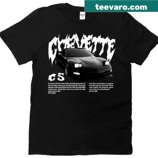 Graphic t-shirt featuring a Corvette C5 design