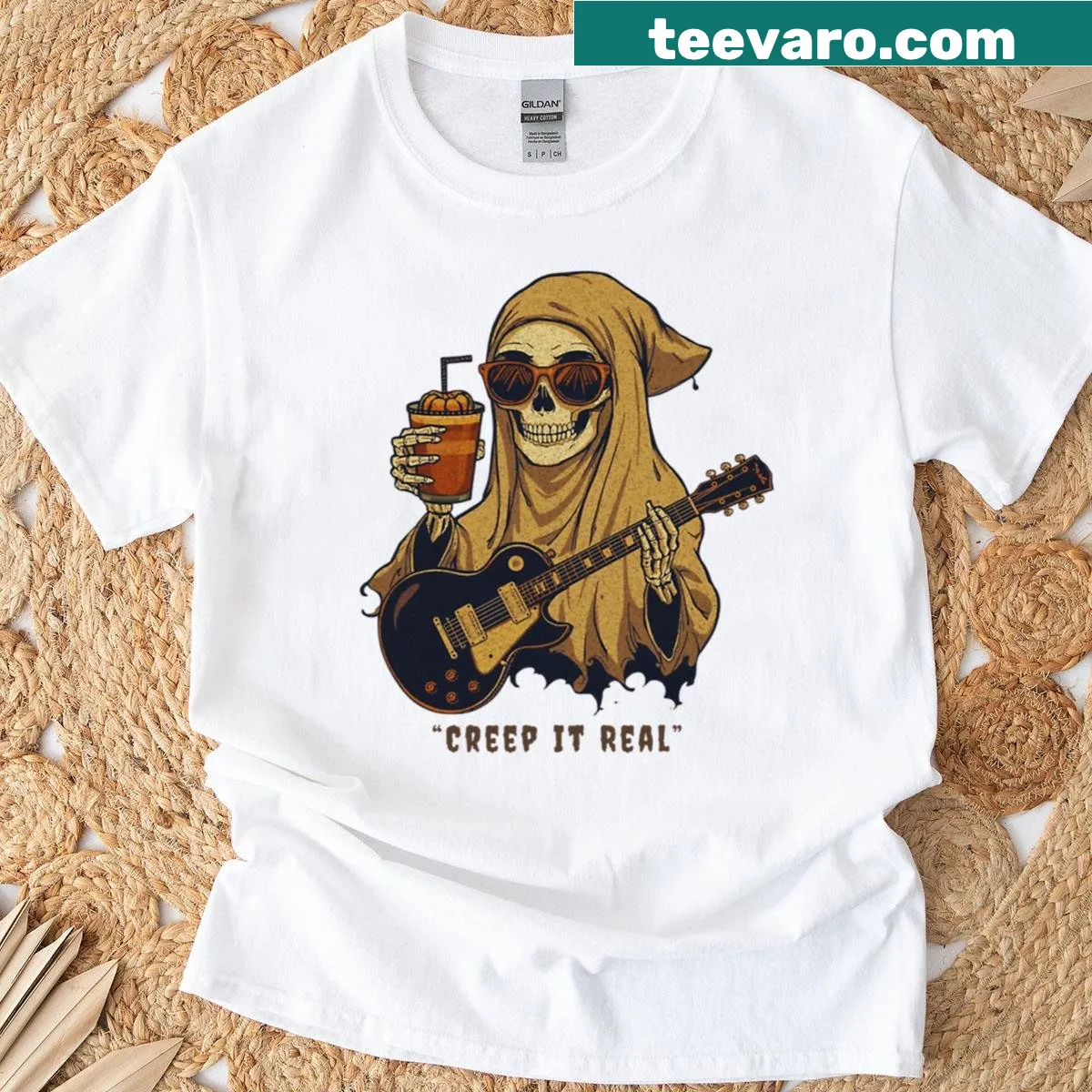 Playful Creep It Real Halloween t-shirt design for festive celebrations. — on a men's t-shirt