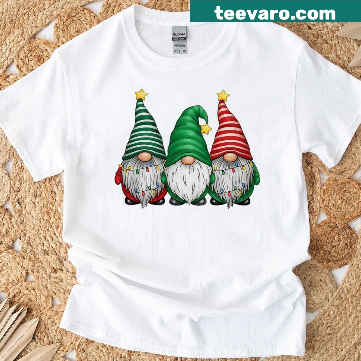 Cute gnome family Christmas design on a T-shirt — on a men's t-shirt