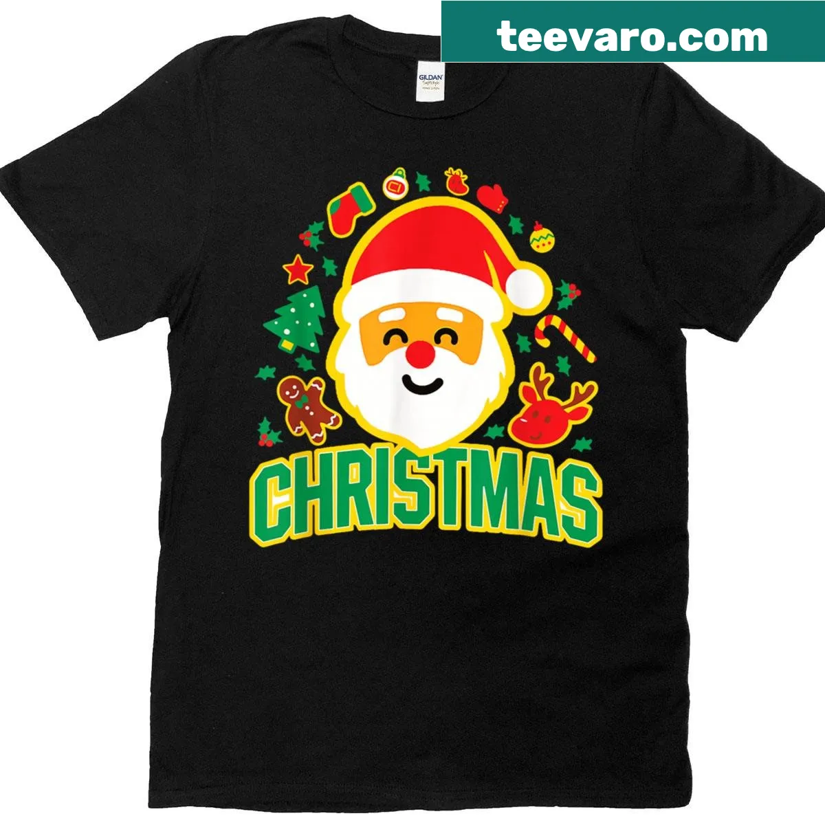 Cute Santa Claus illustration on a festive holiday t-shirt — on a men's t-shirt