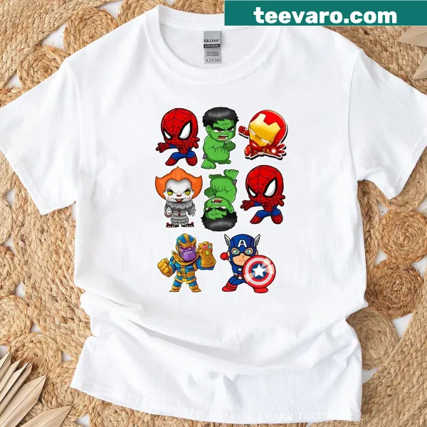 Cute chibi superhero cartoon t-shirt design