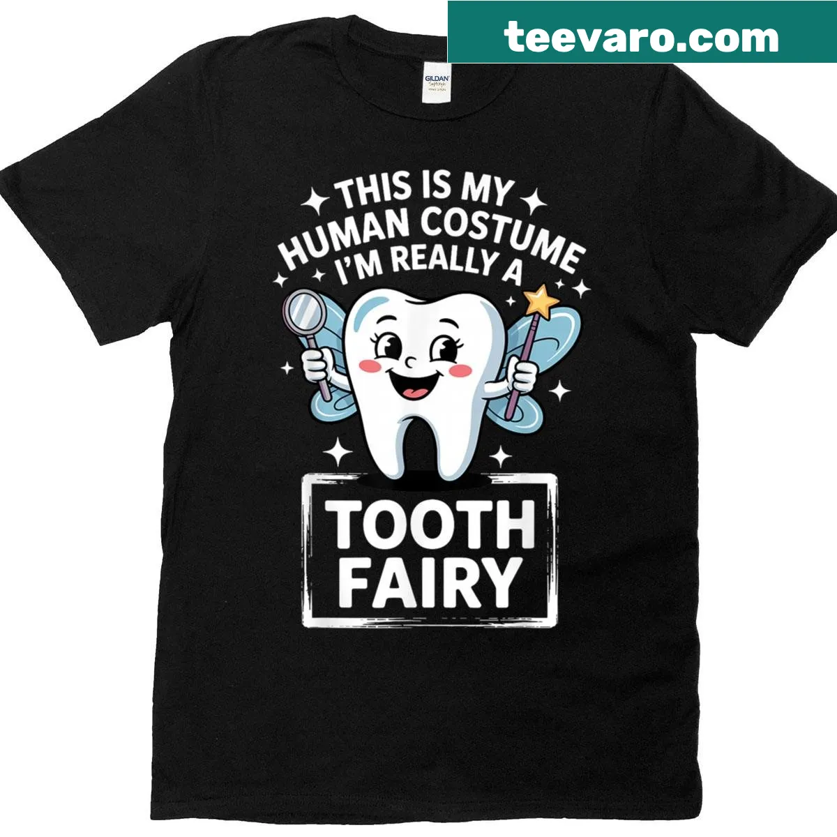 Cute Tooth Fairy T-shirt featuring a whimsical tooth fairy design. — on a men's t-shirt