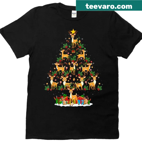 Cute Christmas shirt featuring deer and Christmas lights