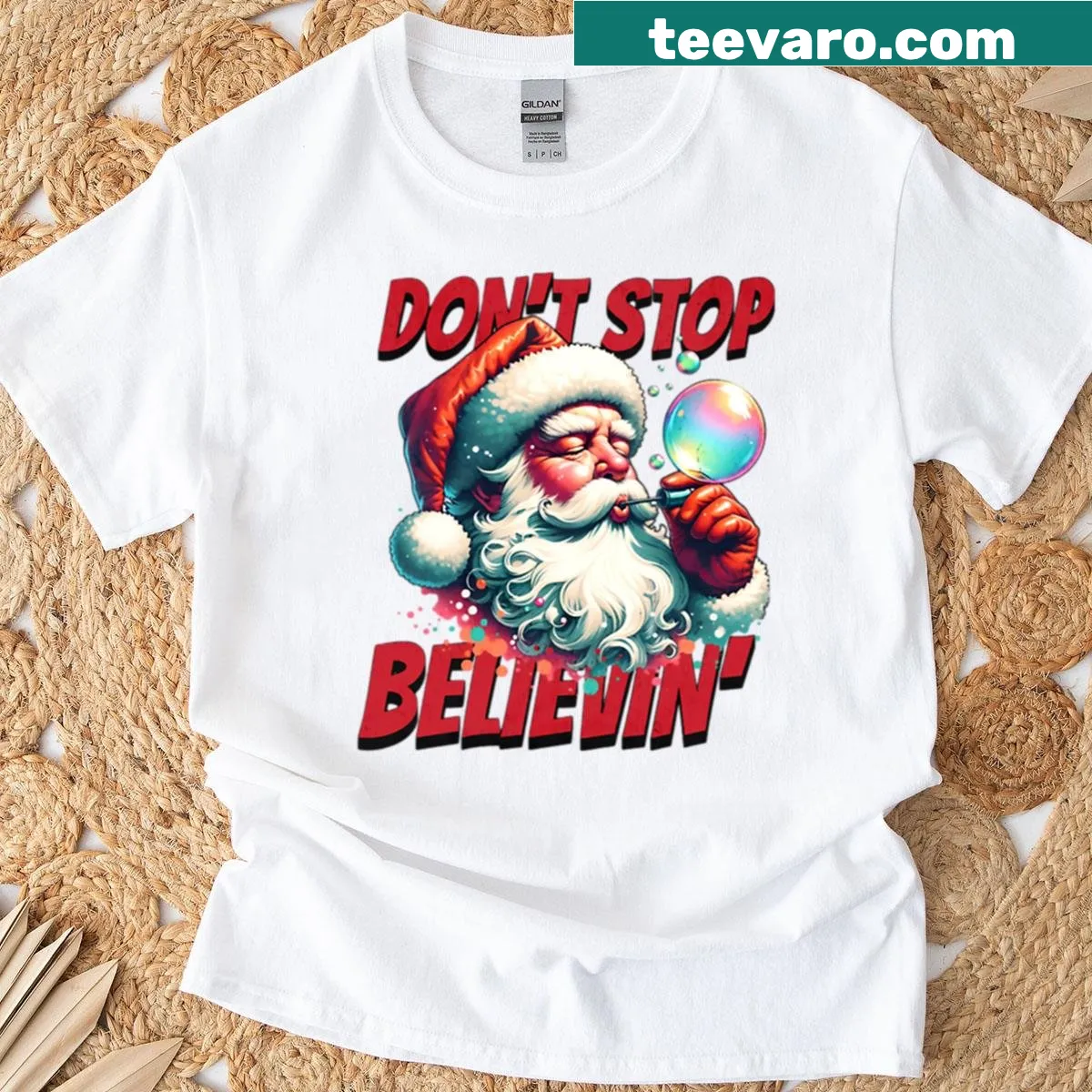 Retro Santa design with nostalgic text on a Christmas tee — on a men's t-shirt