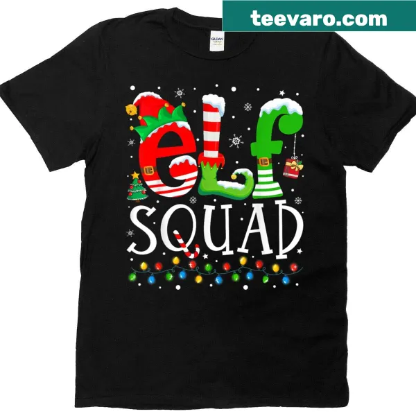 Funny Elf Squad Christmas T-shirt for family