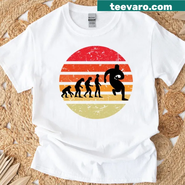 Illustration showing the evolution of the rugby man