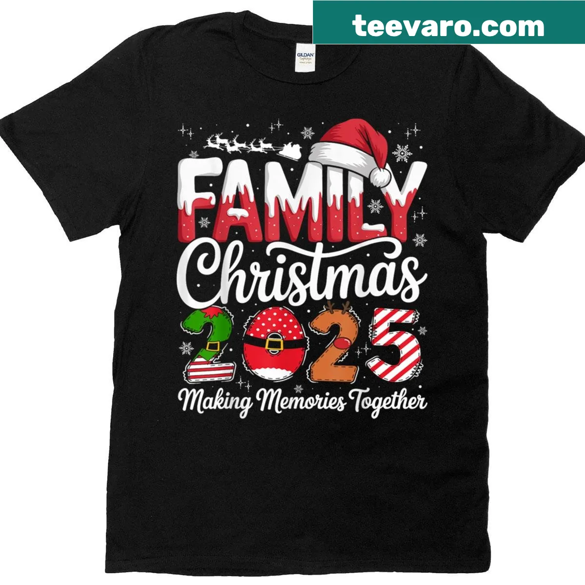 Matching family Christmas t-shirt with Santa illustration — on a men's t-shirt