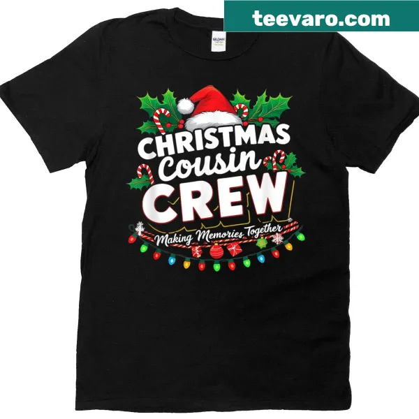 Matching Christmas T-shirt for cousins with playful text