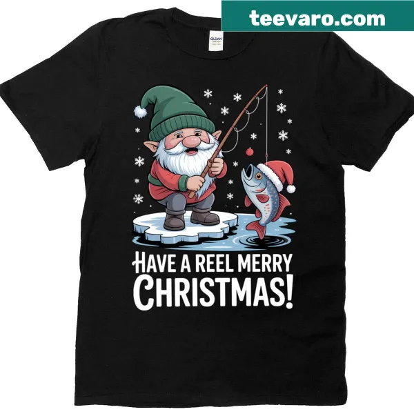 Christmas gnome fisherman shirt with snowflakes for holiday cheer