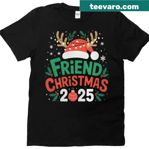 Festive T-shirt featuring Santa and reindeer for family gatherings