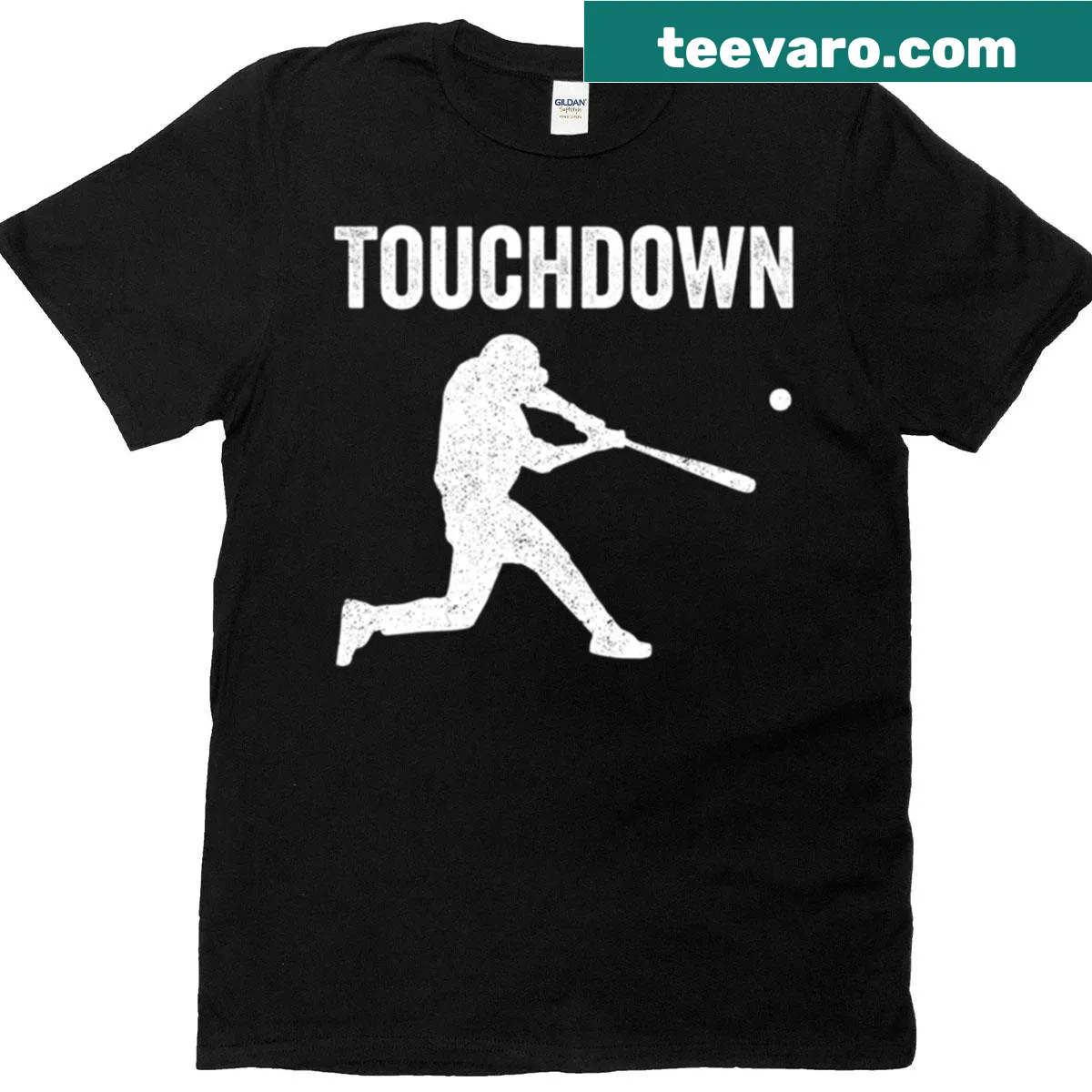 Humorous T-shirt merging baseball and football themes with funny typography — on a men's t-shirt