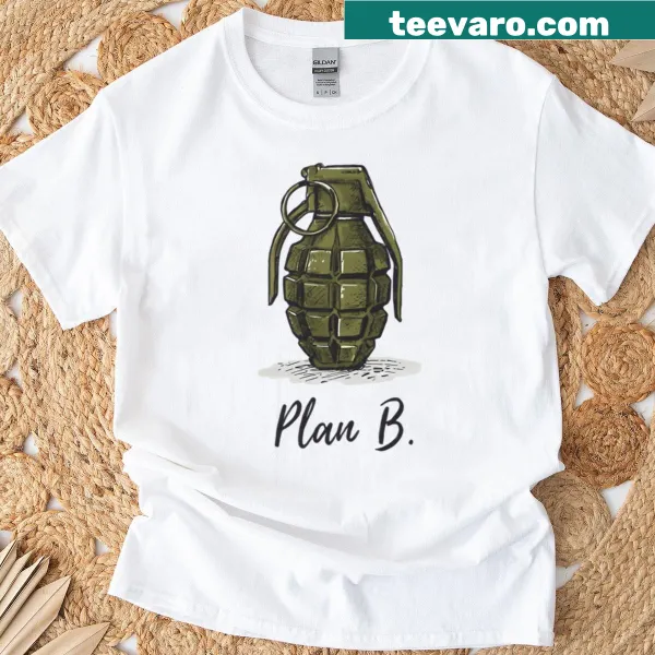 Funny historical humor t-shirt with 'Bomb Plan B' text