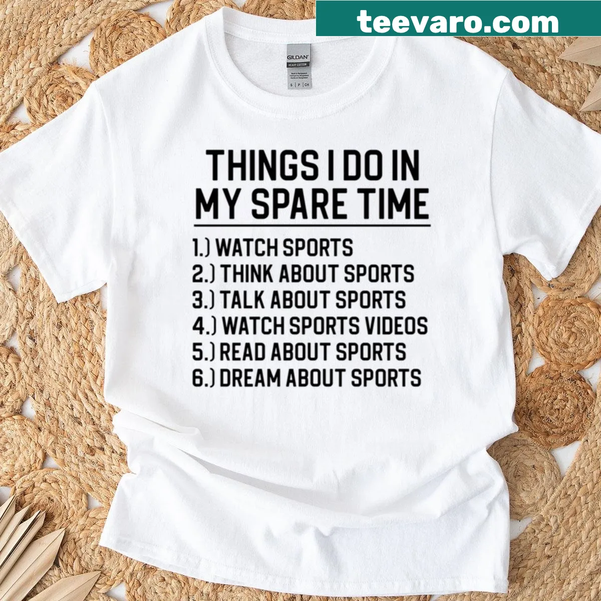 Oversized t-shirt with humorous text about sports activities — on a men's t-shirt