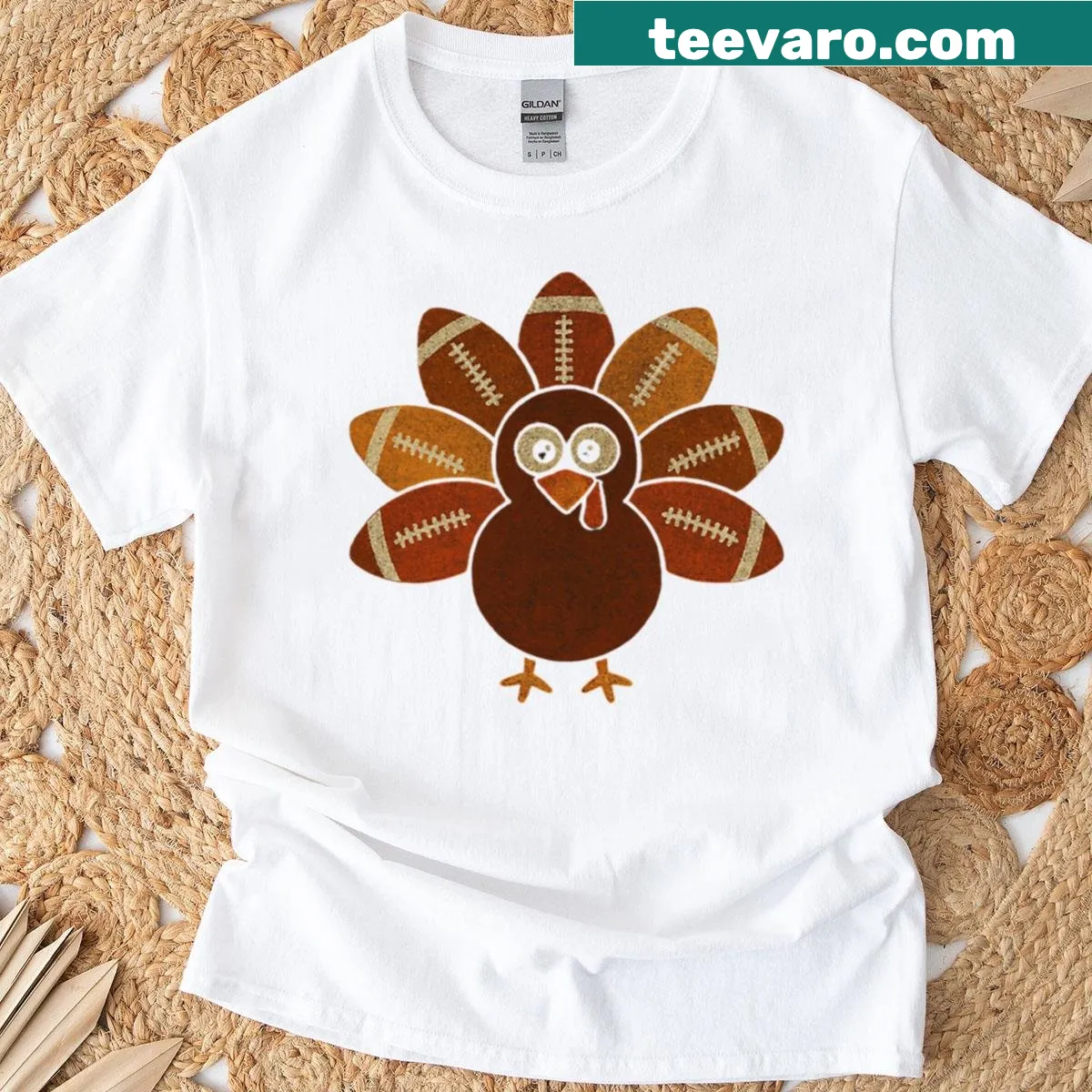 Vintage turkey in football helmet graphic on T-shirt — on a men's t-shirt