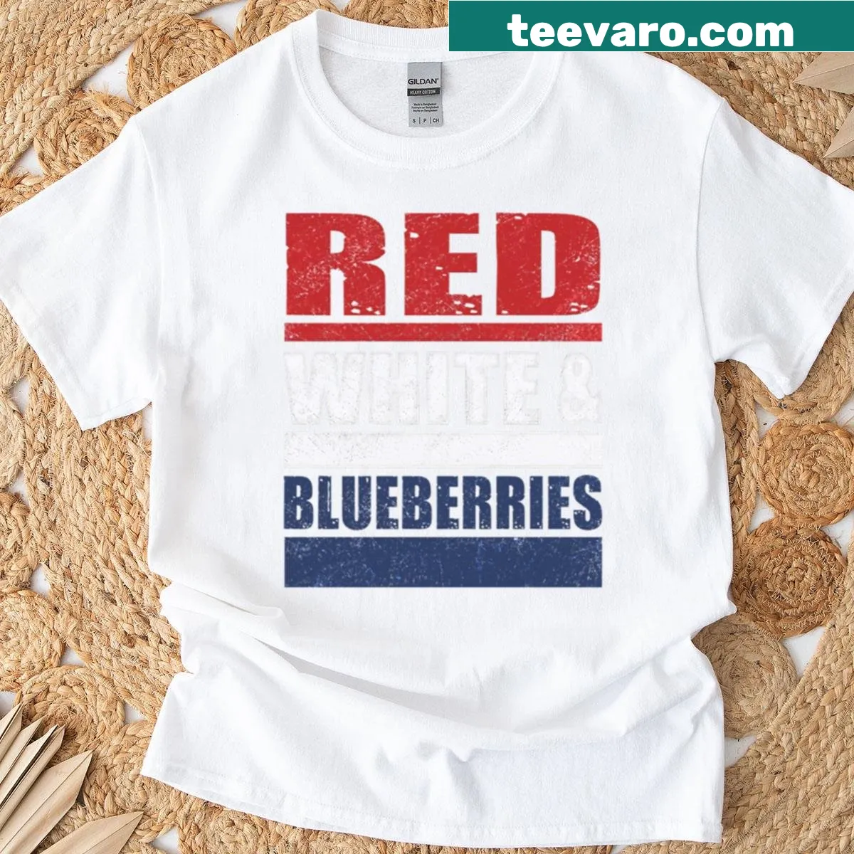 Patriotic t-shirt with a vintage berry design — on a men's t-shirt