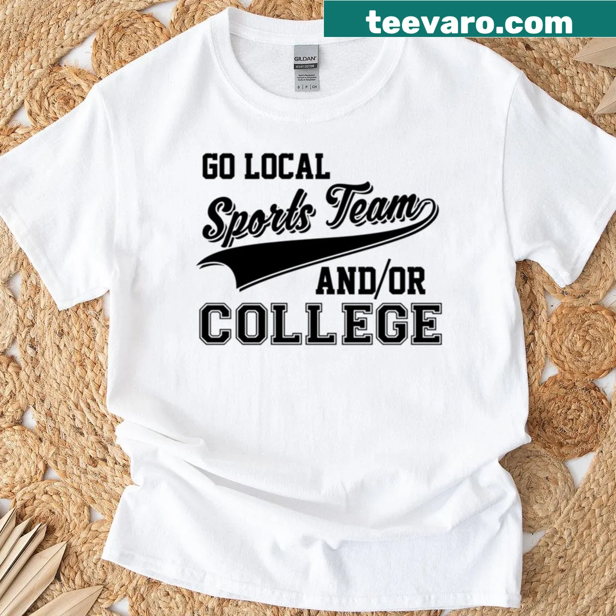Funny T-shirt celebrating local sports teams and colleges — on a men's t-shirt
