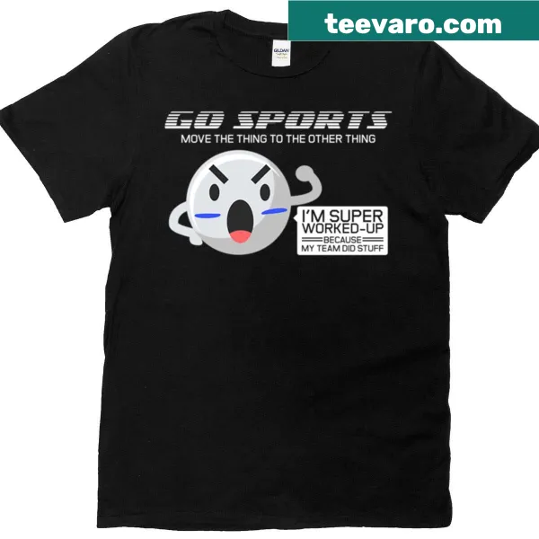 Humorous sports-themed T-shirt with playful typography