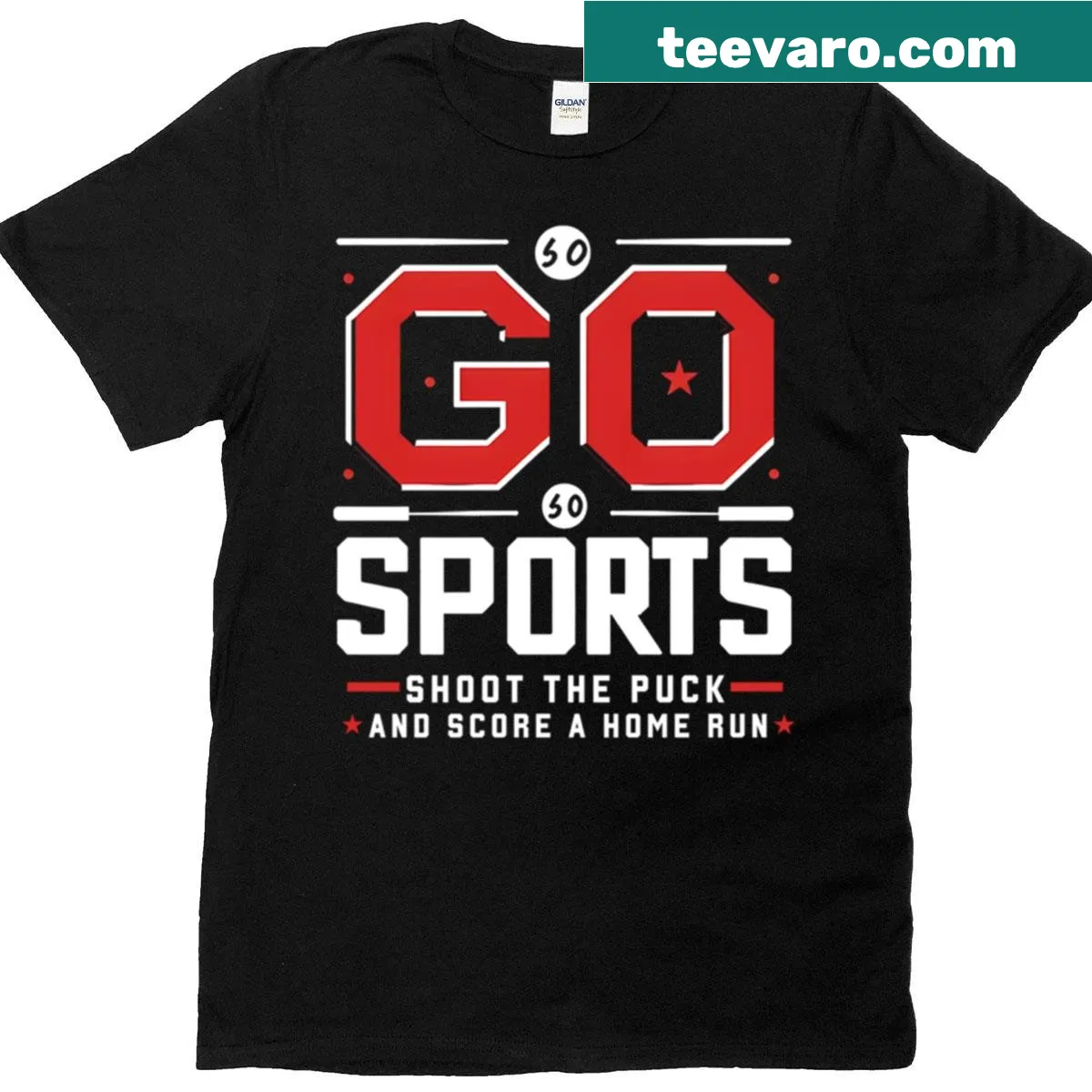 Funny sports-themed t-shirt with the slogan 'Go Sports Yay Sports' — on a men's t-shirt