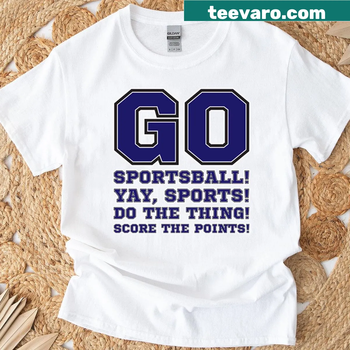 Go Sportsball T-shirt featuring fun typography — on a men's t-shirt