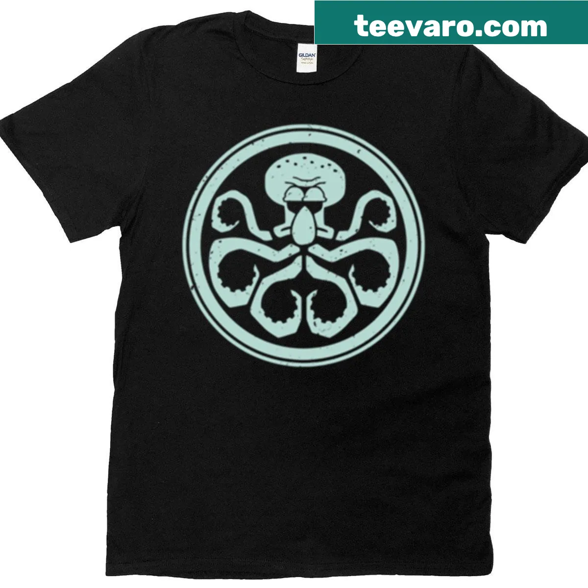 Playful squid illustration on a humorous Hail Squid T-shirt — on a men's t-shirt