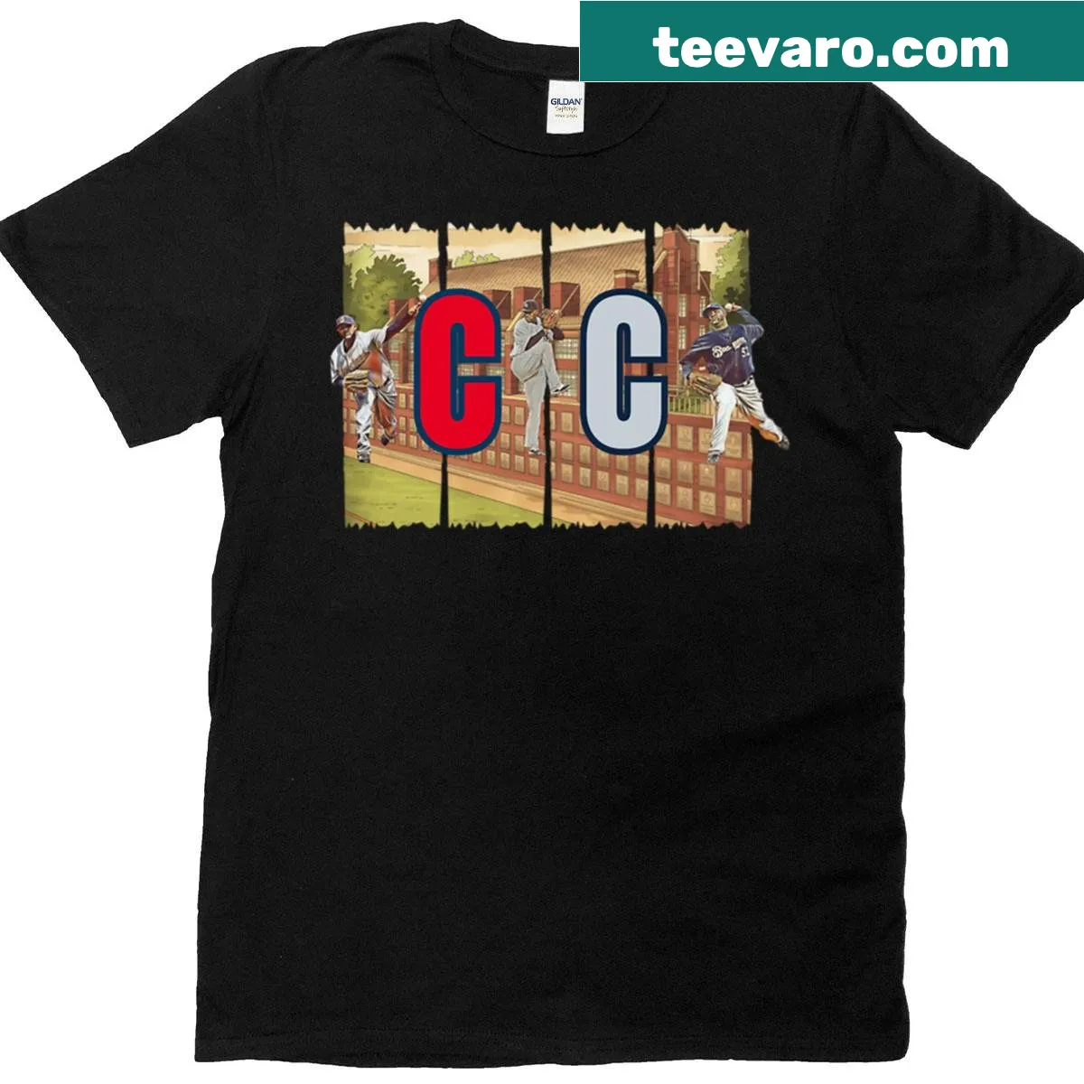 Oversized t-shirt featuring CC Sabathia's name — on a men's t-shirt