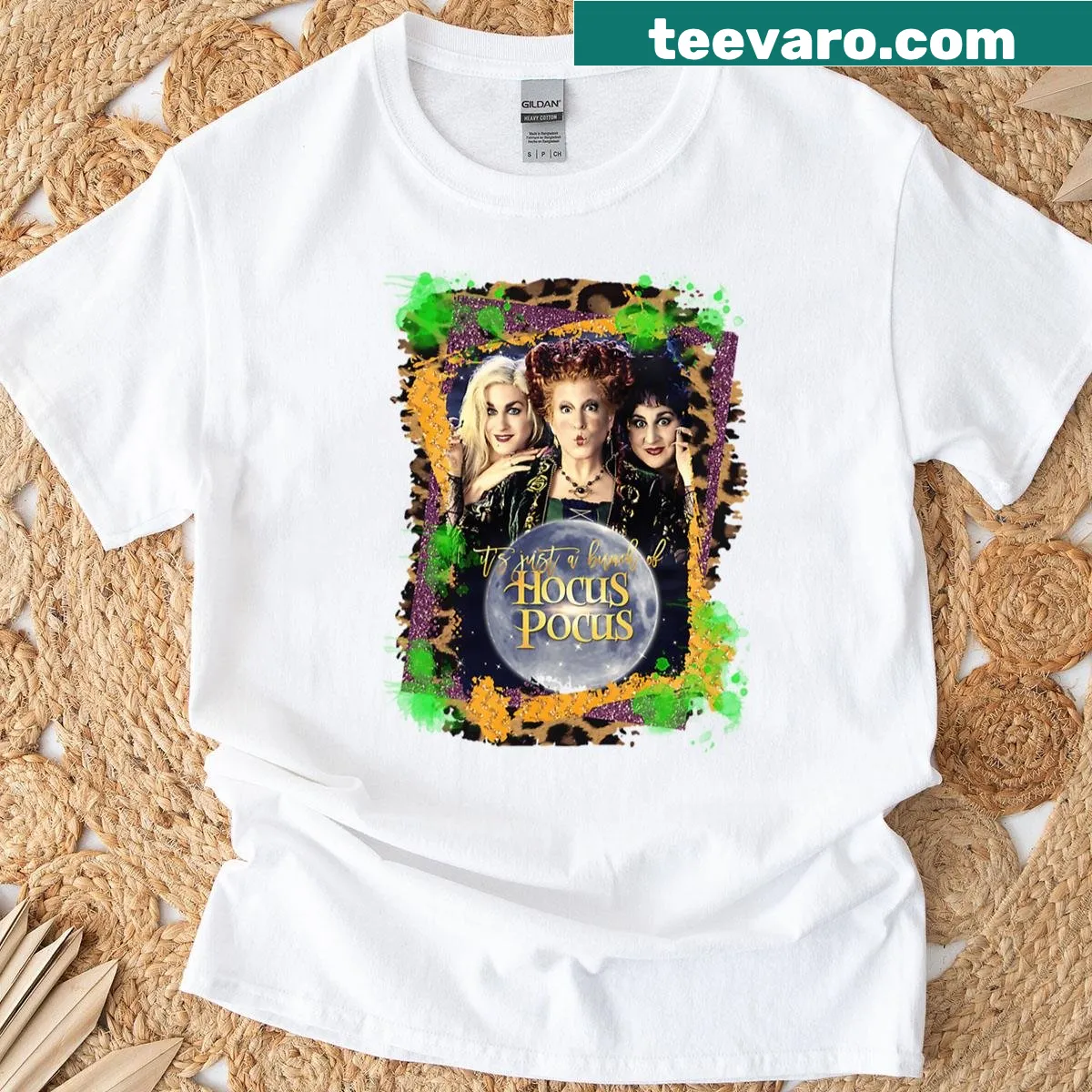 Funny retro t-shirt with witches and 80s movie graphics — on a men's t-shirt