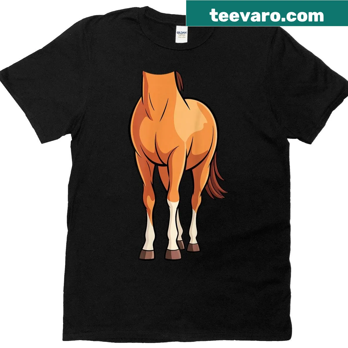 Cartoon horse costume t-shirt for adults and kids — on a men's t-shirt