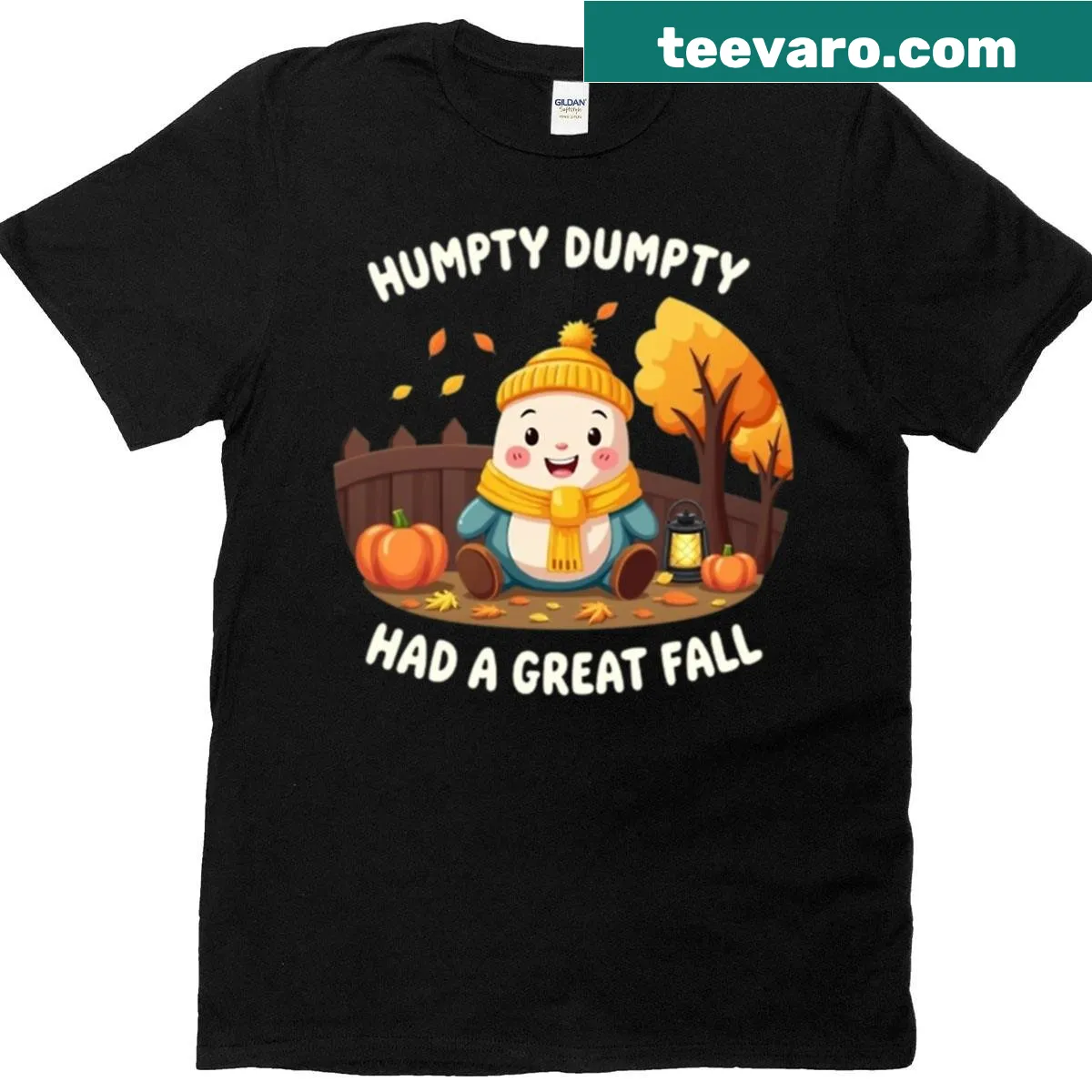 Humpty Dumpty Had A Great Fall t-shirt with engaging text design — on a men's t-shirt