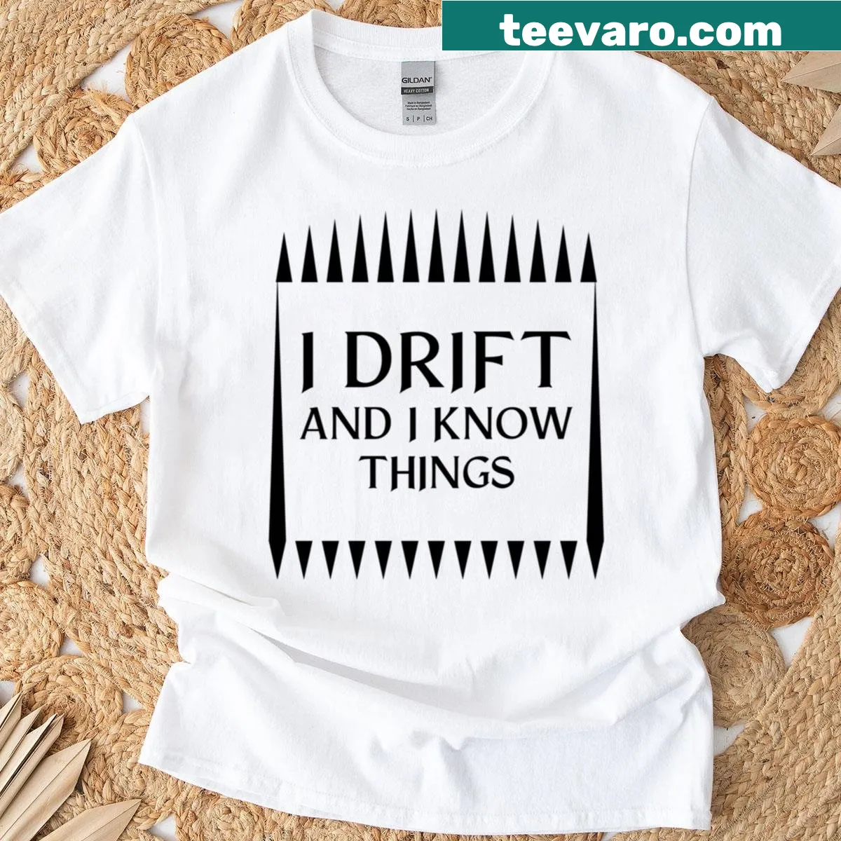 Edgy T-shirt with a bold phrase about drifting and racing — on a men's t-shirt