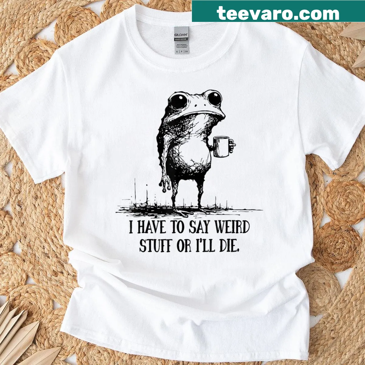 Funny frog meme saying on a casual t-shirt — on a men's t-shirt