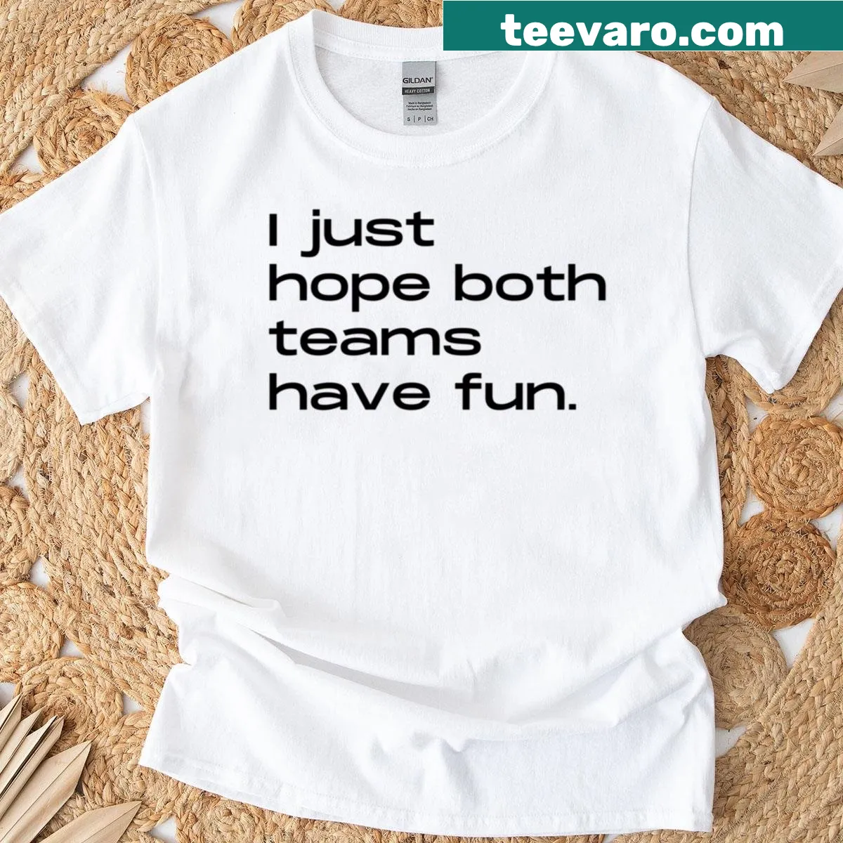 Neutral party sportsmanship T-shirt with a friendly message — on a men's t-shirt