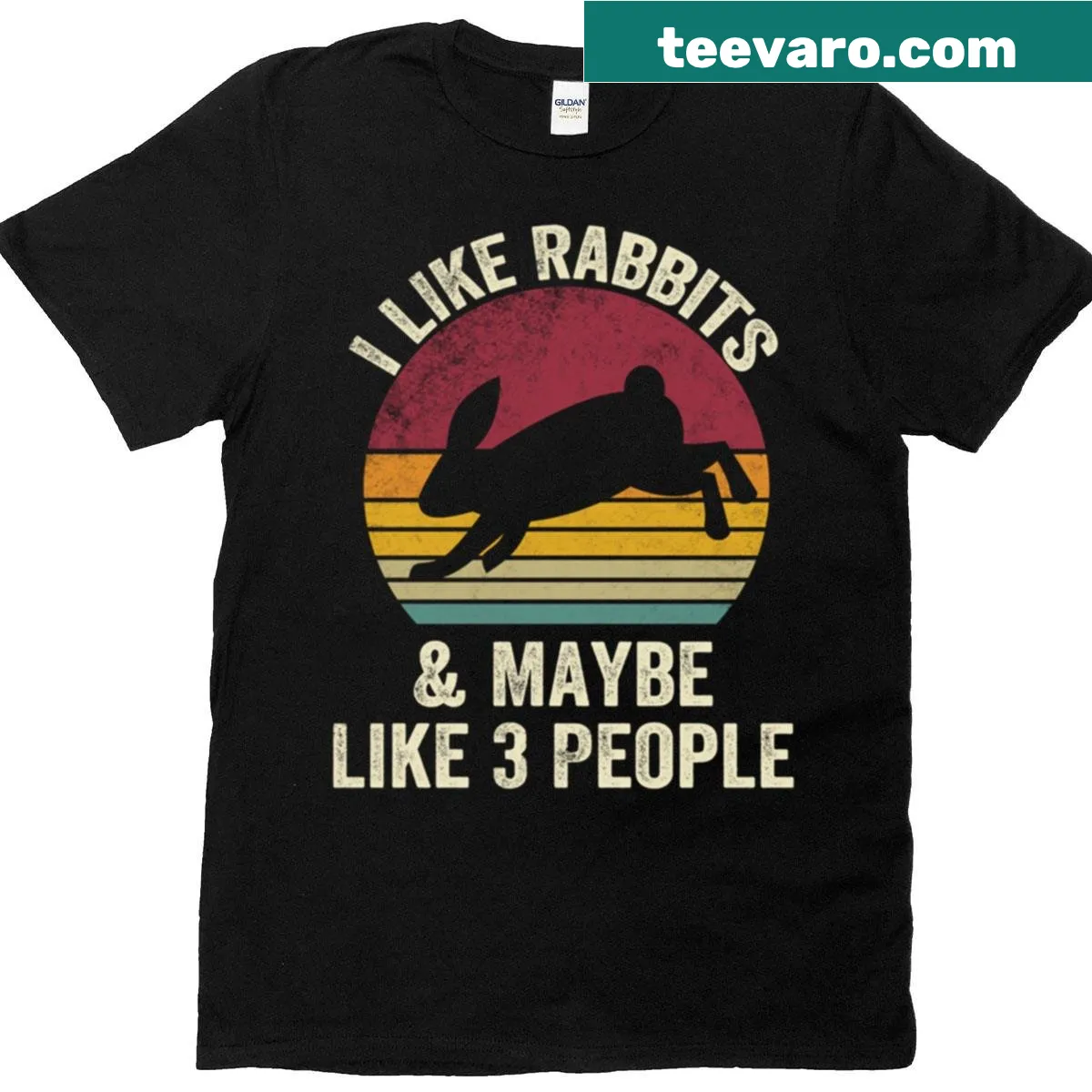 Vintage t-shirt with humorous rabbit and people quote — on a men's t-shirt