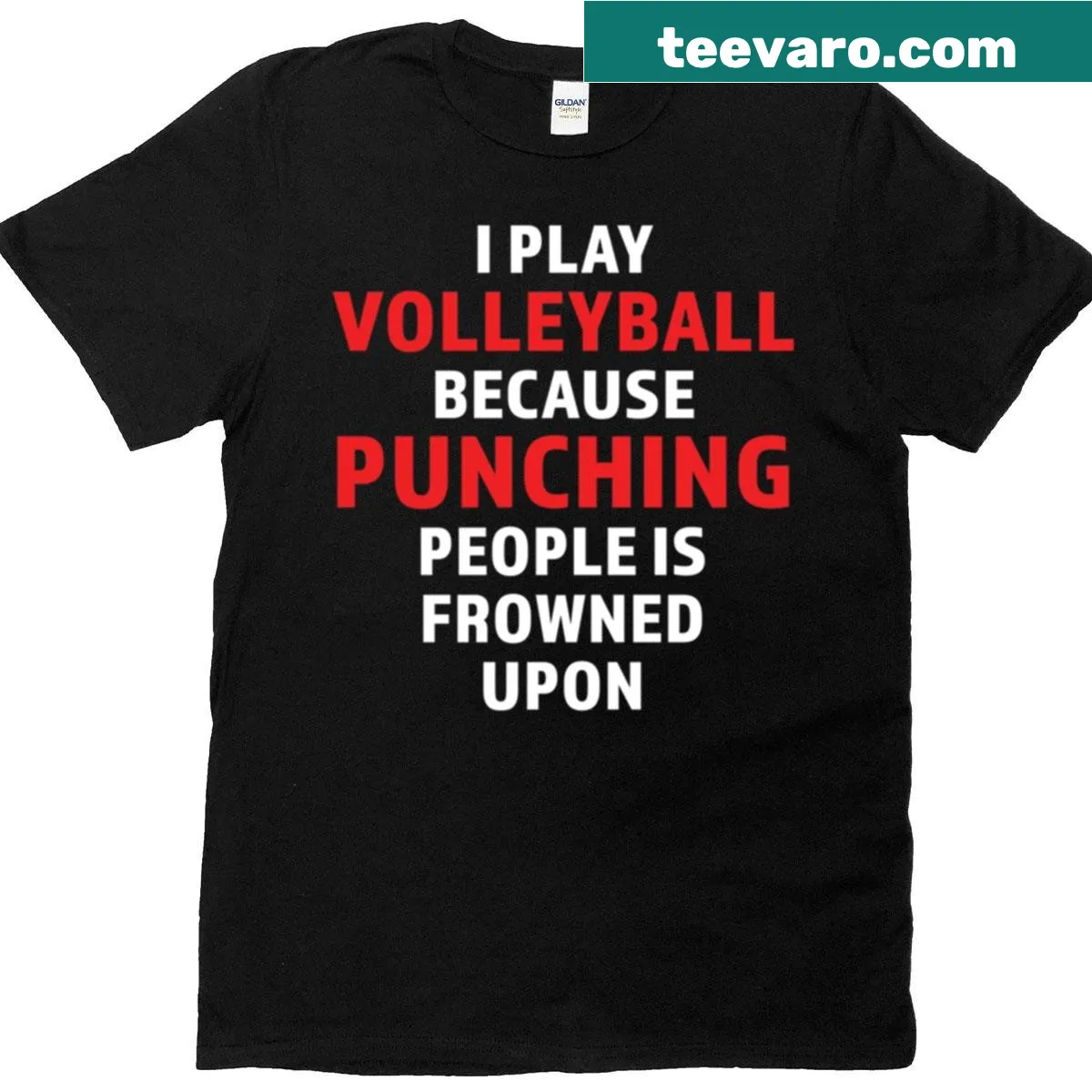 Humorous volleyball t-shirt with witty slogan — on a men's t-shirt
